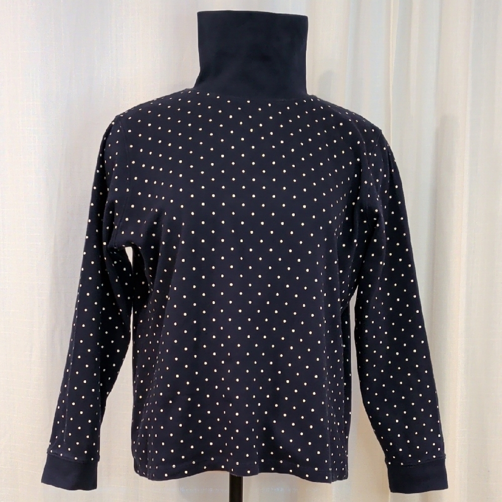 Navy w/Polka Dots Turtleneck - boxy relaxed fit